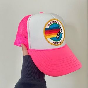 Aviator Nation Trucker Hat Hot Pink